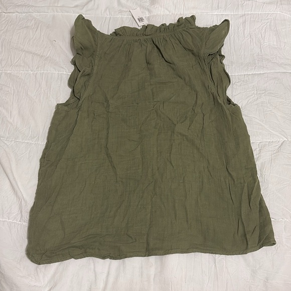 Green Tank Top Ruffle Sleeves - Picture 2 of 2